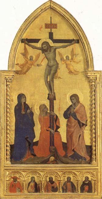 Nardo di Cione Crucifixion Scene with Mourners SS.Jerome,James the Lesser,Paul,James the Greater,and Peter Martyr oil painting image